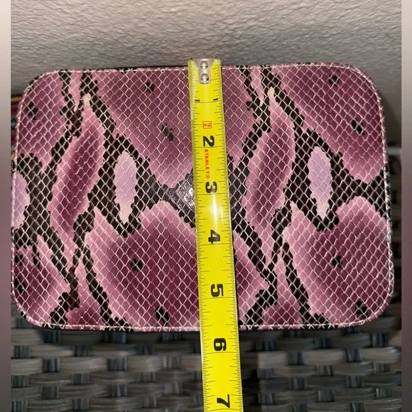 Consuela Crossbody Bag – Pink Python Print & Black Canvas with Rainbow Strap - Picture 13 of 17